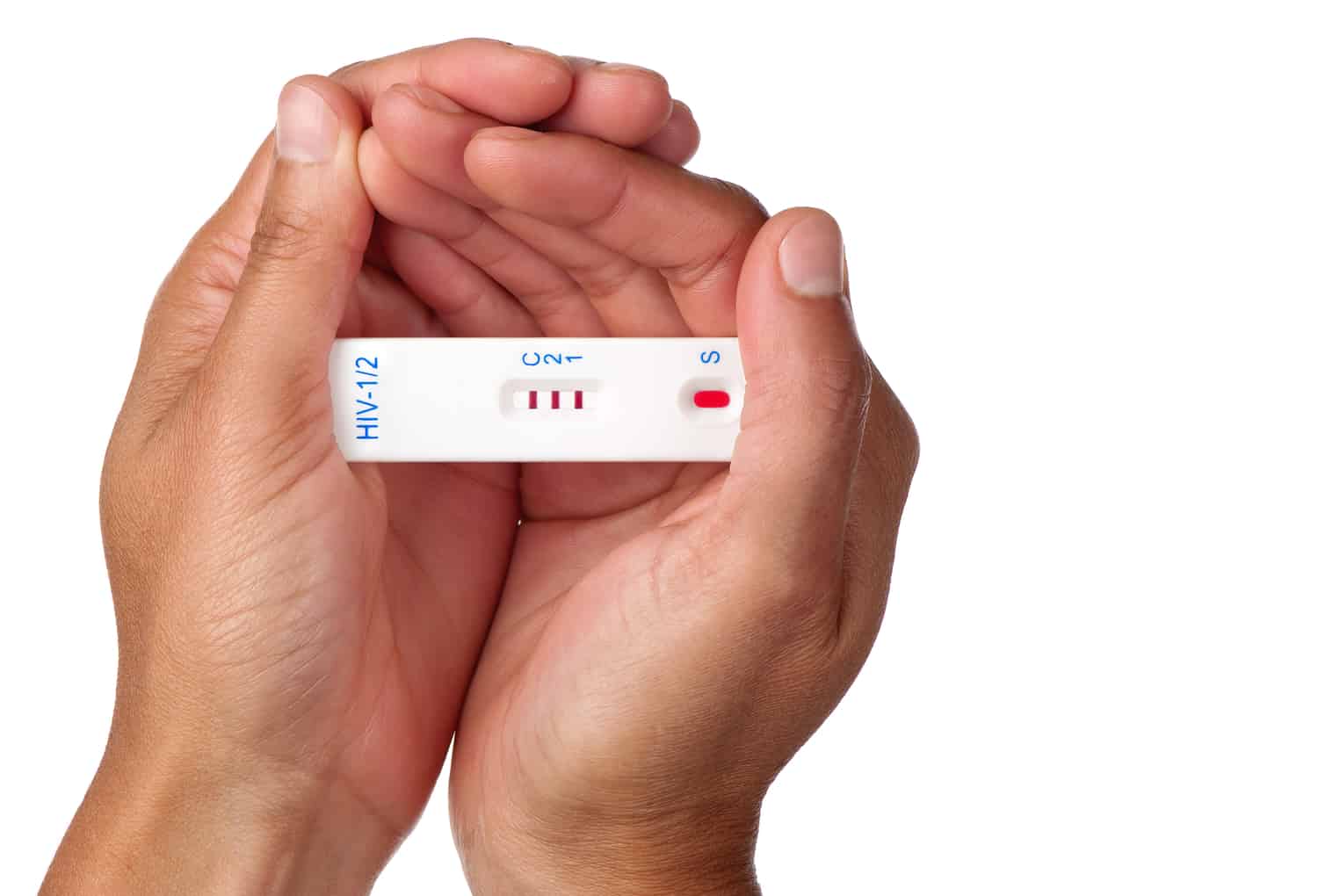 holding a HIV test stick